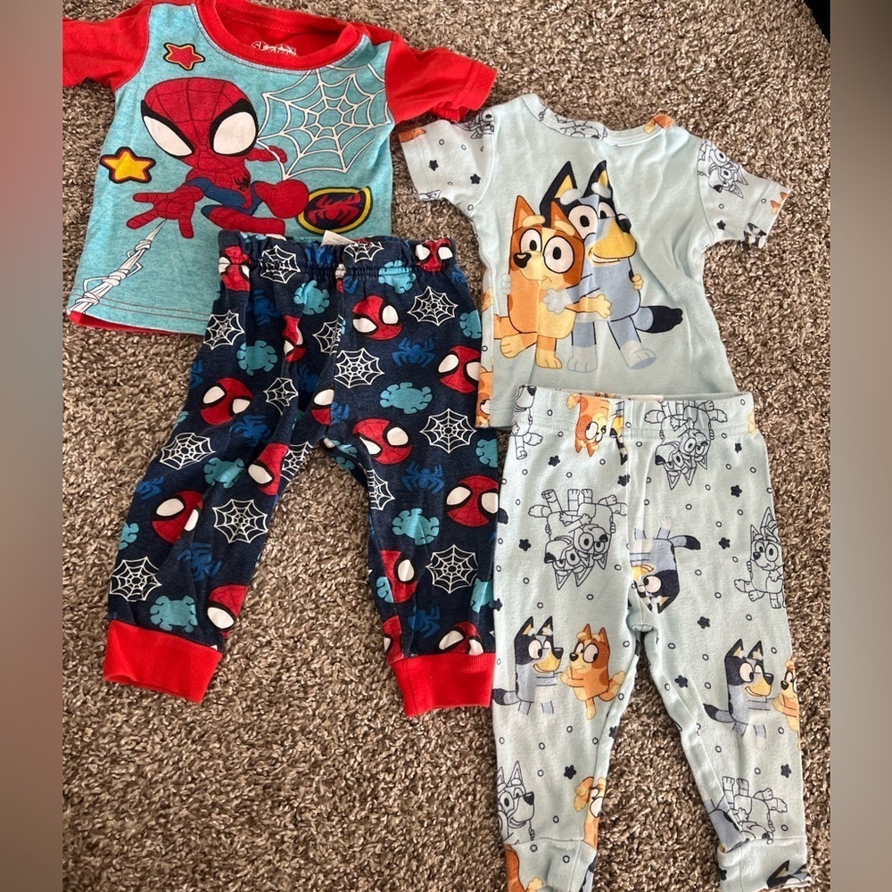Marvel Spider-Man and Bluey Kids Pajama Set - Red and Blue